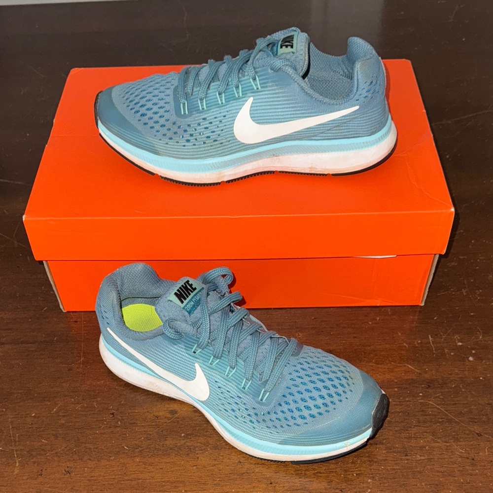 Nike Zoom Pegasus 34 Teal Blue Running Shoes - Youth 5